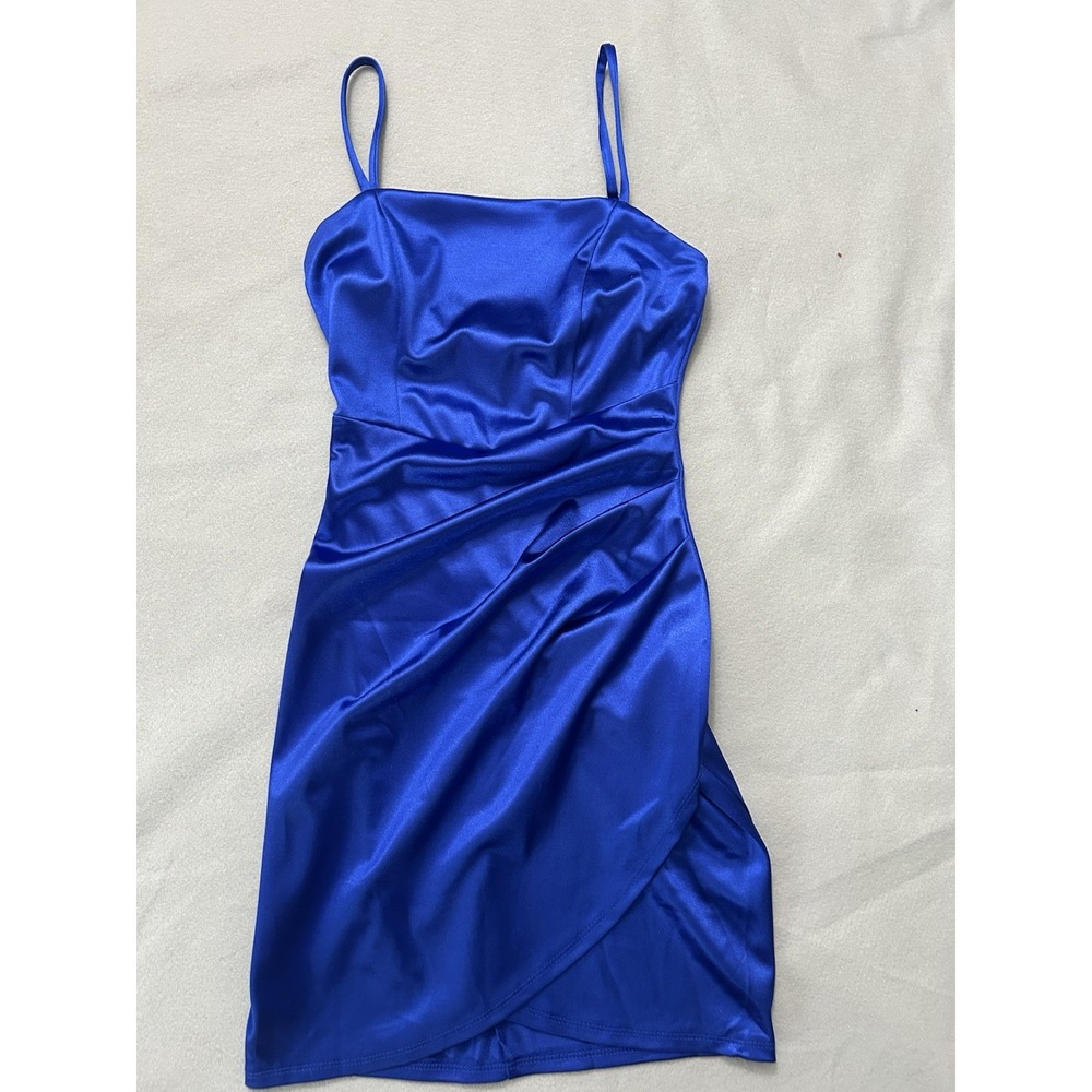 Homecoming Dance Mini Dress Royal Blue Satin Bodycon Macy's Emerald Sundae XS